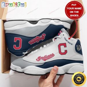 MLB Cleveland Indians Custom Name Air Jordan 13 Shoes V2