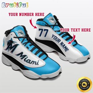 MLB Miami Marlins Custom Name Number Air Jordan 13 Shoes V2