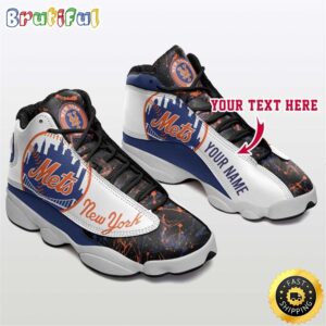 MLB New York Mets Custom Name Air Jordan 13 Shoes V4
