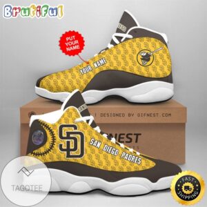 MLB San Diego Padres Custom Name Air Jordan 13 Shoes V2