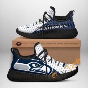 Mens Seattle Seahawks Football Custom Shoes Personalized Name Yeezy Sneakers