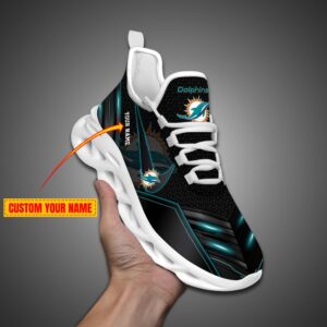 Miami Dolphins Personalized NFL Neon Light Max Soul Shoes