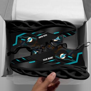Miami Dolphins Personalized NFL Sport Black Max Soul Shoes