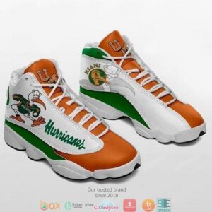 Miami Hurricanes Football Ncaa Teams Big Logo Air Jordan 13 Sneaker Shoes