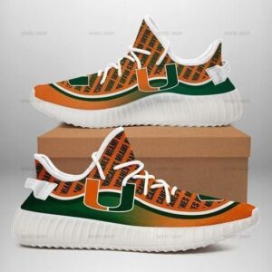 Miami Hurricanes Green Orange Running Shoes Yeezy Sneaker 3D Designer Shoes Limited Shoes For Men And Women Beautiful And Quality Custom Shoes