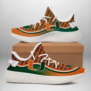 Miami Hurricanes Green Orange Running Shoes Yeezy Sneaker Custom Shoes