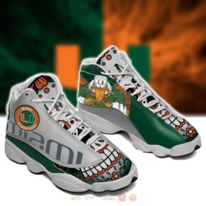 Miami Hurricanes Ncaa Grey Green Air Jordan 13 Shoes
