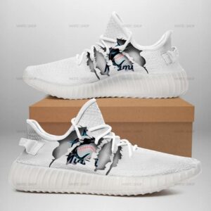 Miami Marlins Ripped White Running Shoes Yeezy Sneaker 3D Designer Shoes Limited Shoes For Men And Women Beautiful And Quality Custom Shoes