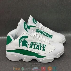 Michigan State Spartans Football Ncaaf Teams Big Logo Air Jordan 13 Sneaker Shoes