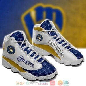 Milwaukee Brewers Mlb Football Team Big Logo 10 Gift Air Jordan 13 Sneaker Shoes