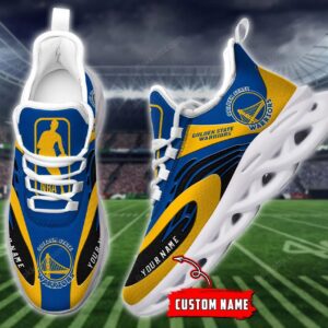 NBA Golden State Warriors Custom Name Gold Blue Max Soul Shoes