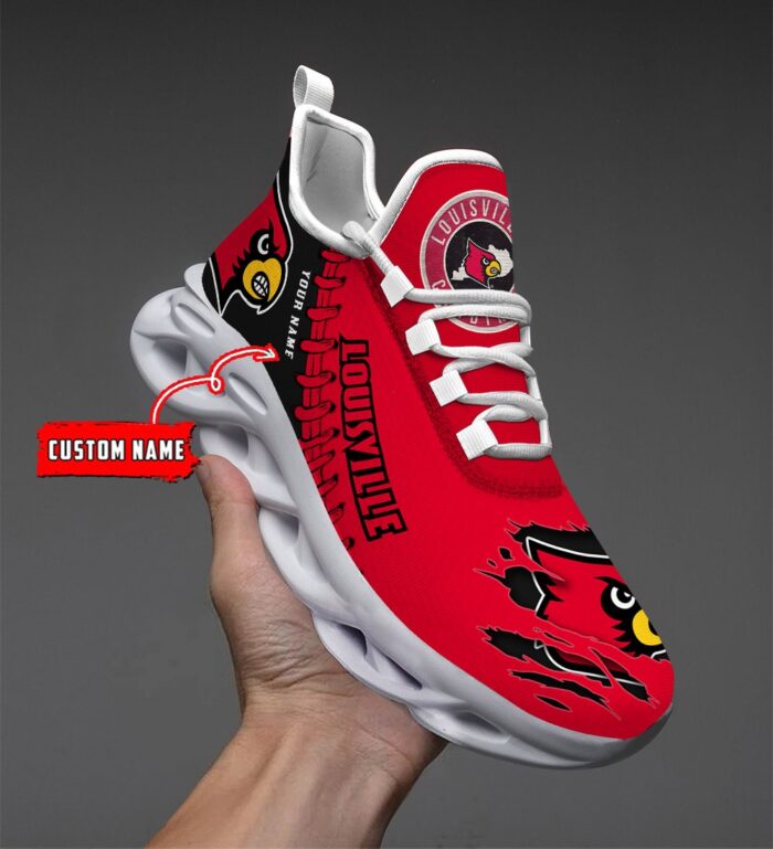 NCAA Custom name 55 Louisville Cardinals Personalized Max Soul Shoes
