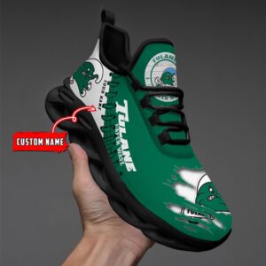 NCAA Custom name 70 Tulane Green Wave Personalized Max Soul Shoes