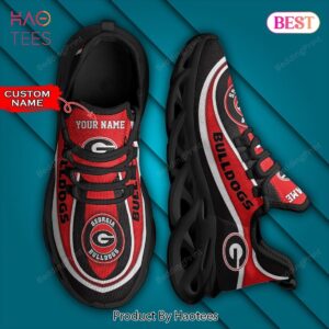 NCAA Georgia Bulldogs Personalized Black Red Max Soul Shoes