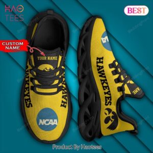 NCAA Iowa Hawkeyes Personalized Black Gold Max Soul Shoes