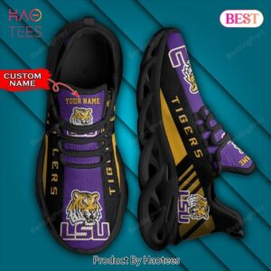 NCAA LSU Tigers Personalized Black Gold Violet Max Soul Shoes