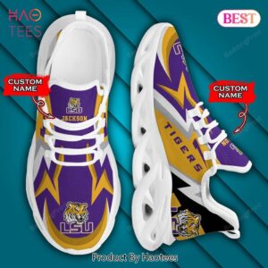 NCAA LSU Tigers Personalized Violet Mix Gold Max Soul Shoes