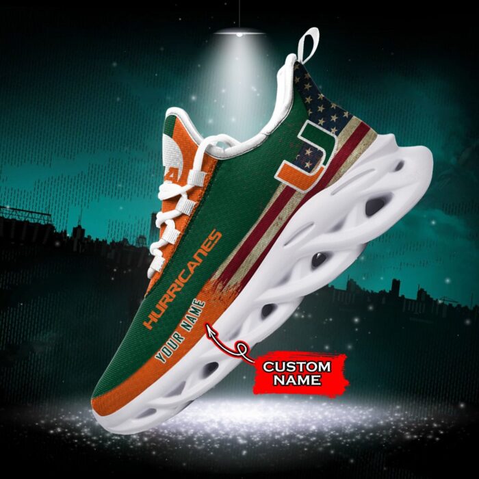 NCAA Miami Hurricanes Max Soul Sneaker Custom Name 42 M1