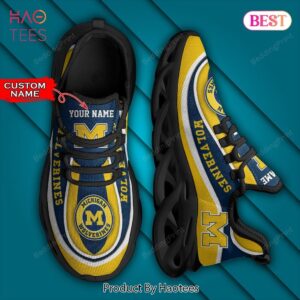 NCAA Michigan Wolverines Personalized Blue Mix Gold Max Soul Shoes