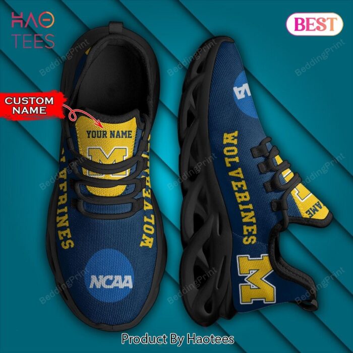 NCAA Michigan Wolverines Personalized Gold Mix Blue Max Soul Shoes
