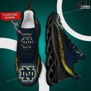 NCAA Notre Dame Fighting Irish Custom Name Black Blue Max Soul Sneakers Sport Shoes
