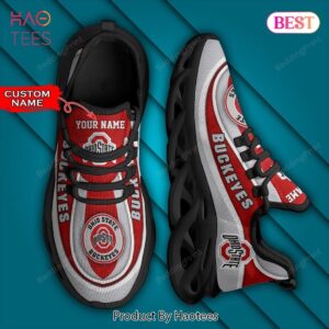 NCAA Ohio State Buckeyes Personalized Black Red Max Soul Shoes