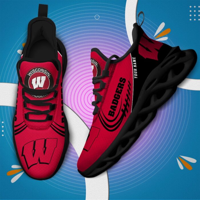 NCAA Wisconsin Badgers Max Soul Sneaker Custom Name 05 M12