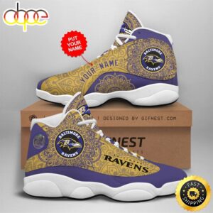 NFL Baltimore Ravens Custom Name Air Jordan 13 Shoes V3
