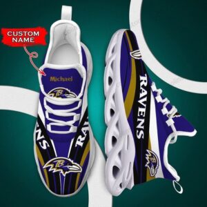 NFL Baltimore Ravens Custom Name Purple Black Max Soul Shoes