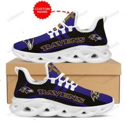 NFL Baltimore Ravens Custom Name Purple Black Max Soul Shoes V3