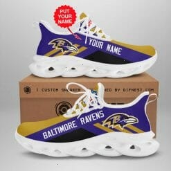 NFL Baltimore Ravens Custom Name Purple Gold Max Soul Shoes
