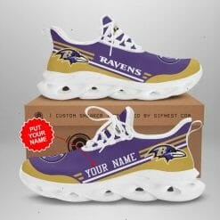 NFL Baltimore Ravens Custom Name Purple Gold Max Soul Shoes V3