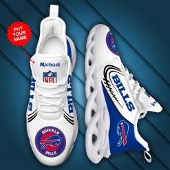 NFL Buffalo Bills Custom Name White Blue Logo Max Soul Shoes