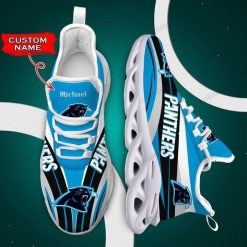 NFL Carolina Panthers Custom Name Blue Black Max Soul Shoes V2