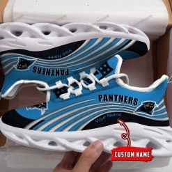 NFL Carolina Panthers Custom Name Blue Black Max Soul Shoes V4