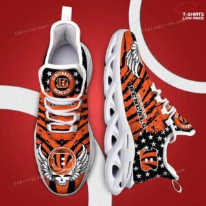 NFL Cincinnati Bengals Orange Black Skull Max Soul Sneakers Running Shoes