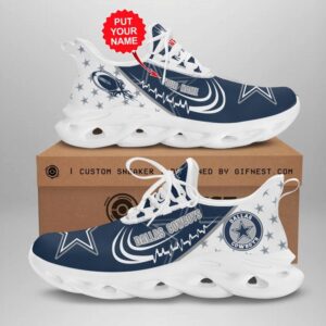 NFL Dallas Cowboys Custom Name Blue Rugby White Max Soul Shoes