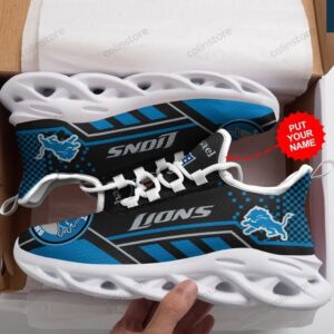 NFL Detroit Lions Custom Name Blue Black Max Soul Shoes