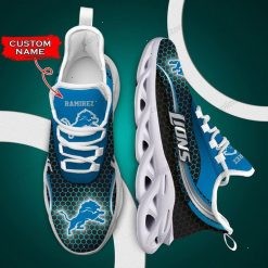 NFL Detroit Lions Custom Name Blue Black Max Soul Shoes V2