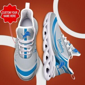 NFL Detroit Lions Custom Name Silver Blue Max Soul Shoes