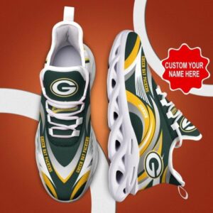 NFL Green Bay Packers Custom Name Green Yellow Grey Max Soul Shoes
