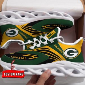 NFL Green Bay Packers Custom Name Yellow Green Special Max Soul Shoes