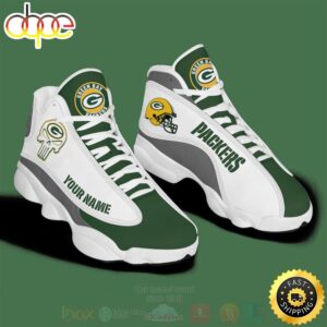 NFL Green Bay Packers Punisher Skull Custom Name Air Jordan 13 Shoes