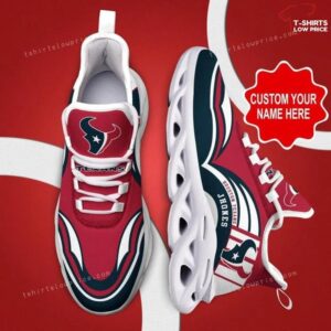 NFL Houston Texans Custom Name Red Max Soul Shoes Running Sneakers