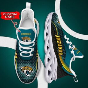 NFL Jacksonville Jaguars Custom Name Teal Black Max Soul Shoes