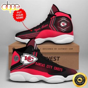 NFL Kansas City Chiefs Custom Name Red Black Air Jordan 13 Shoes