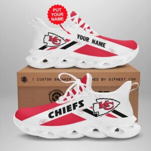 NFL Kansas City Chiefs Custom Name Red White Max Soul Shoes V2