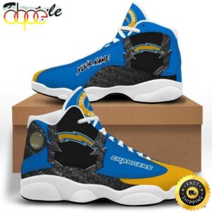 NFL Los Angeles Chargers Custom Name Powder Blue Gold Air Jordan 13 Shoes