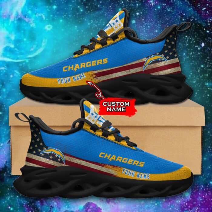 NFL Los Angeles Chargers Max Soul Sneaker Monster Custom Name 42M12