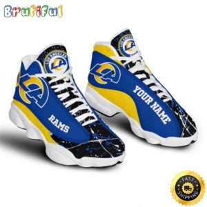 NFL Los Angeles Rams Custom Name Blue Black Yellow Version Air Jordan 13 Shoes